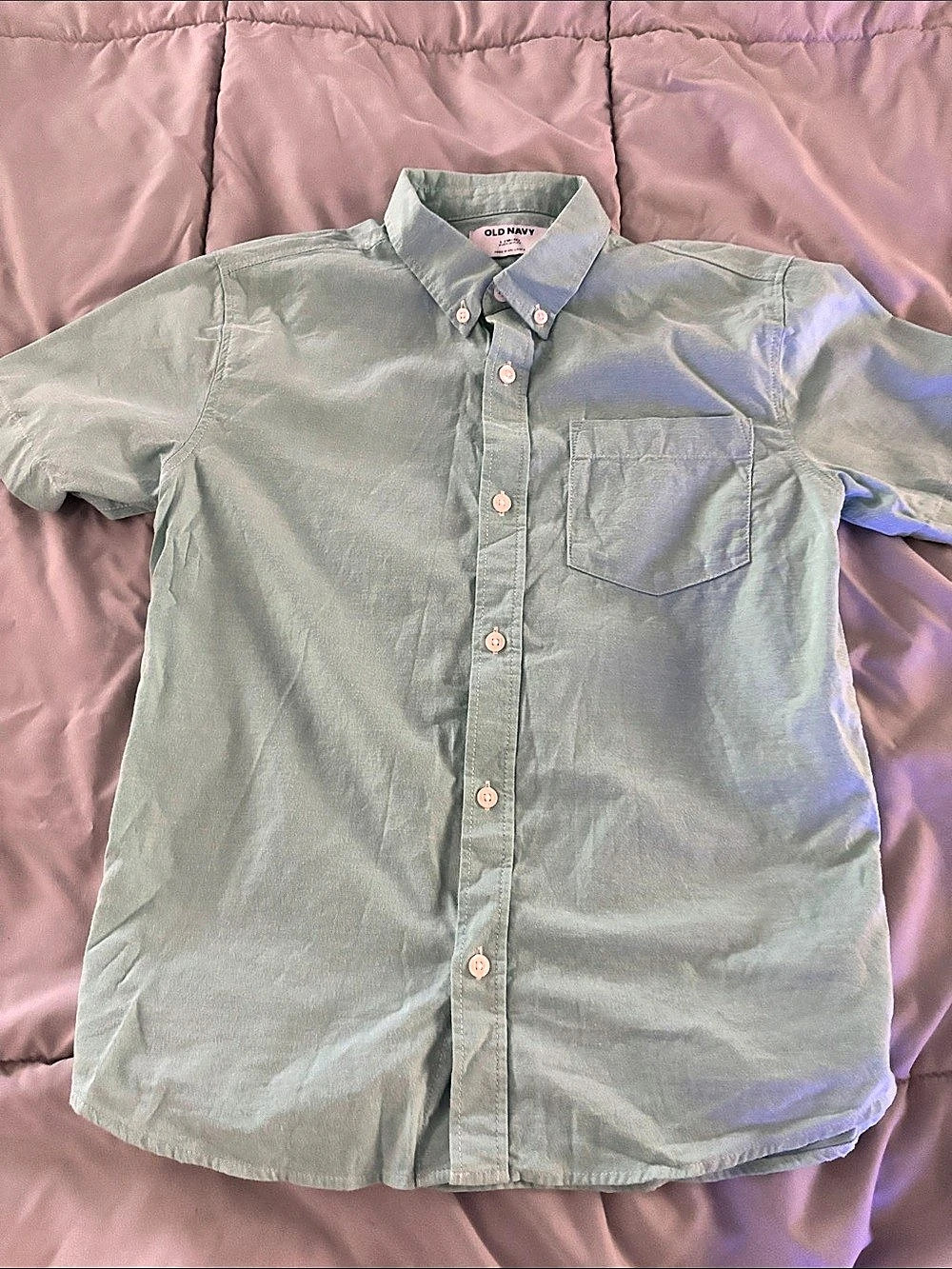 Old Navy Boys' Button Down Shirt Green Large Like New
